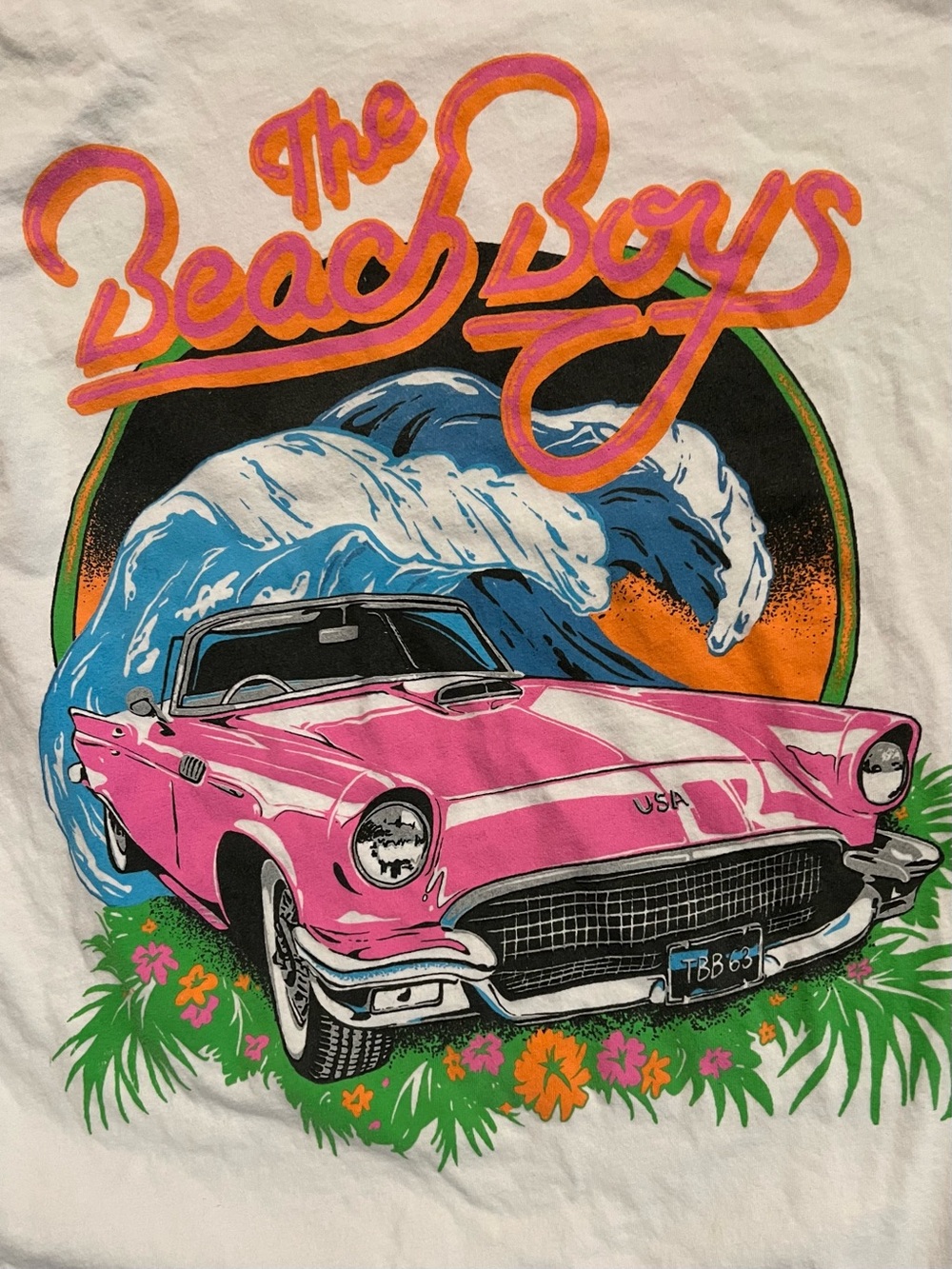 Free People / Daydreamer Graphic Tee Pink Convertible "The Beach Boys" SZ XS - Picture 4 of 10